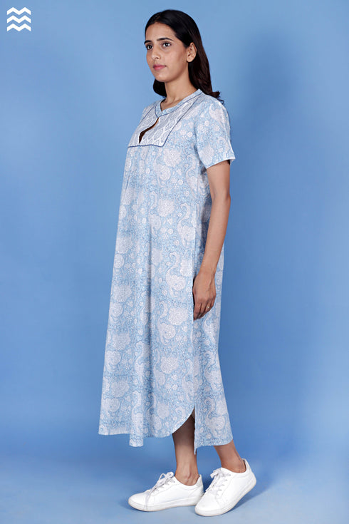 Cambric Cotton Monty Dress In Block Print